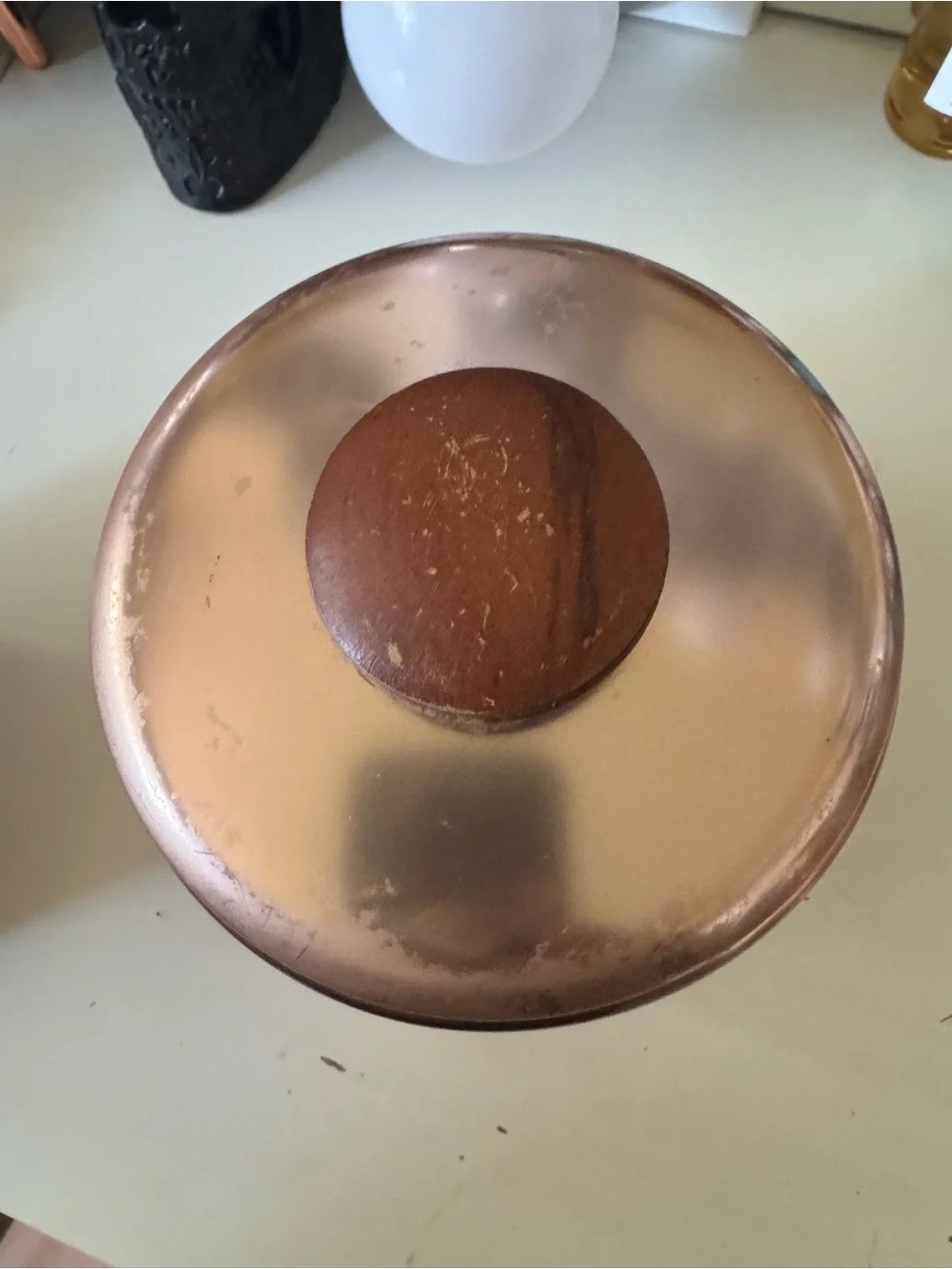 Vintage Mirro Copper Rose Gold Aluminum Canister Set 3 Wood Knob MCM USA